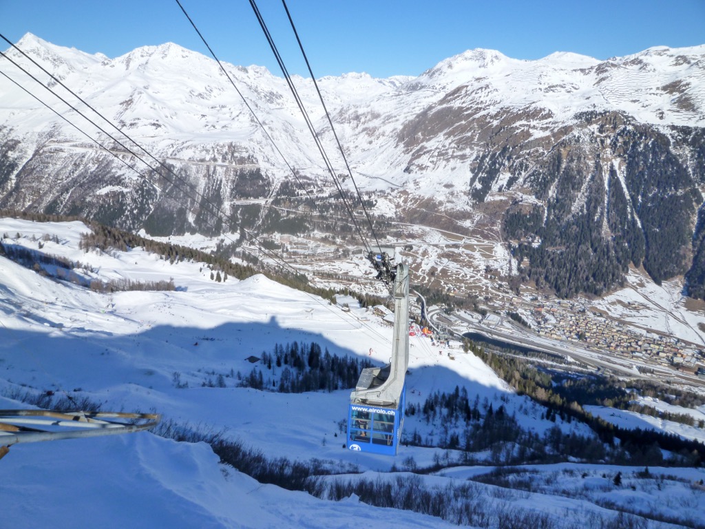 A cable car above Airolo. Ticino Alps