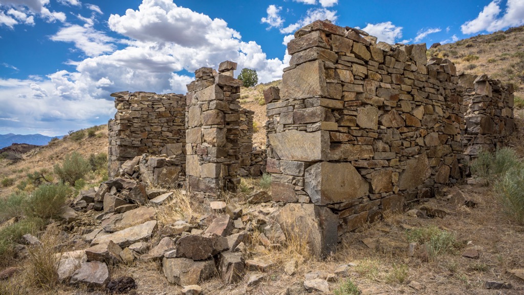 Old Stone Mining Cabin in 1800s Jefferson Ghost Town Site, Toquima Range, Nevada