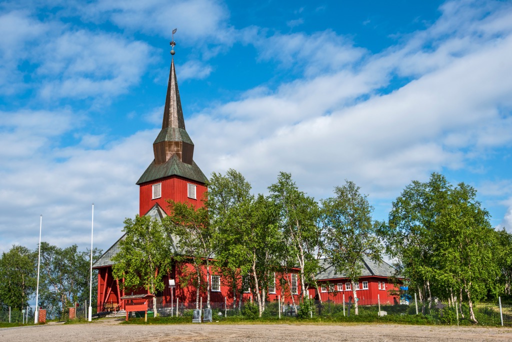 The red church of Kautokeino. Troms og Finnmark