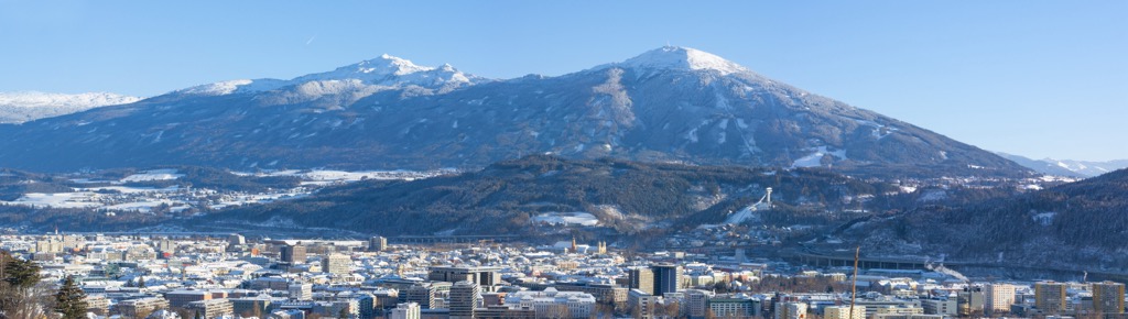 Innsbruck, with Patscherkofel in the background. Tux Alps