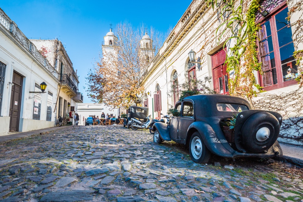 Old vintage car in the old town of Colonia Del Sacramento, Uruguay