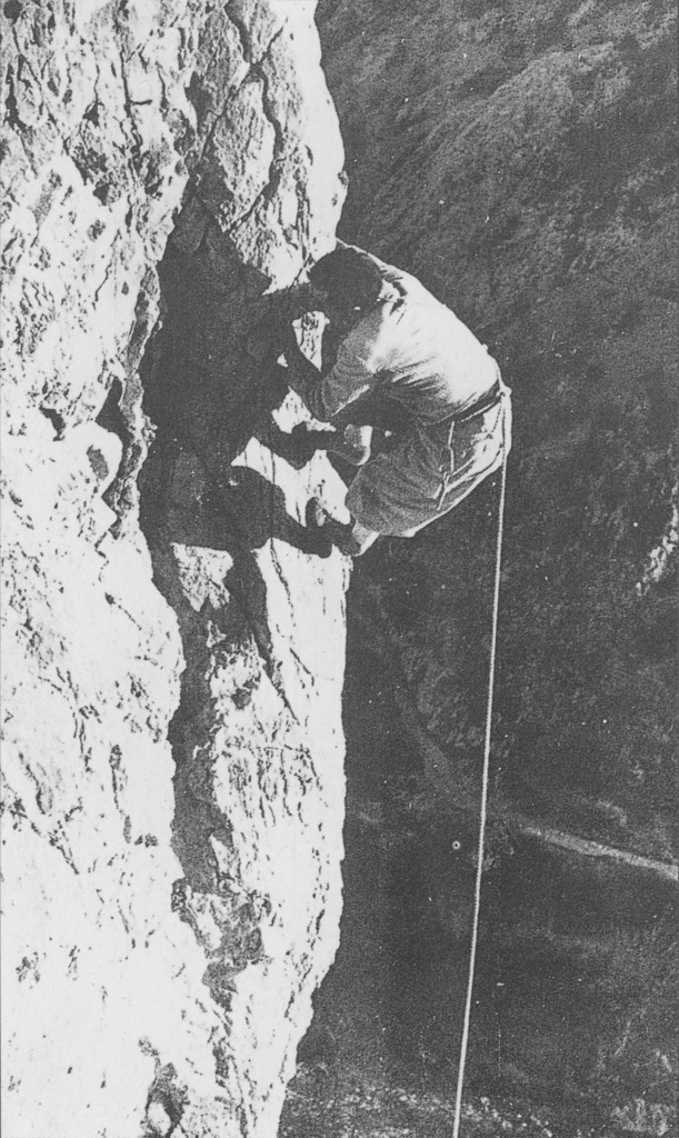 Rock climbing pioneers tackling the region's limestone cliffs. Val Rosandra