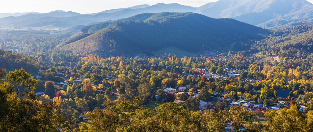 An aerial view of the surrounding mountainscape. Victoria Mountains