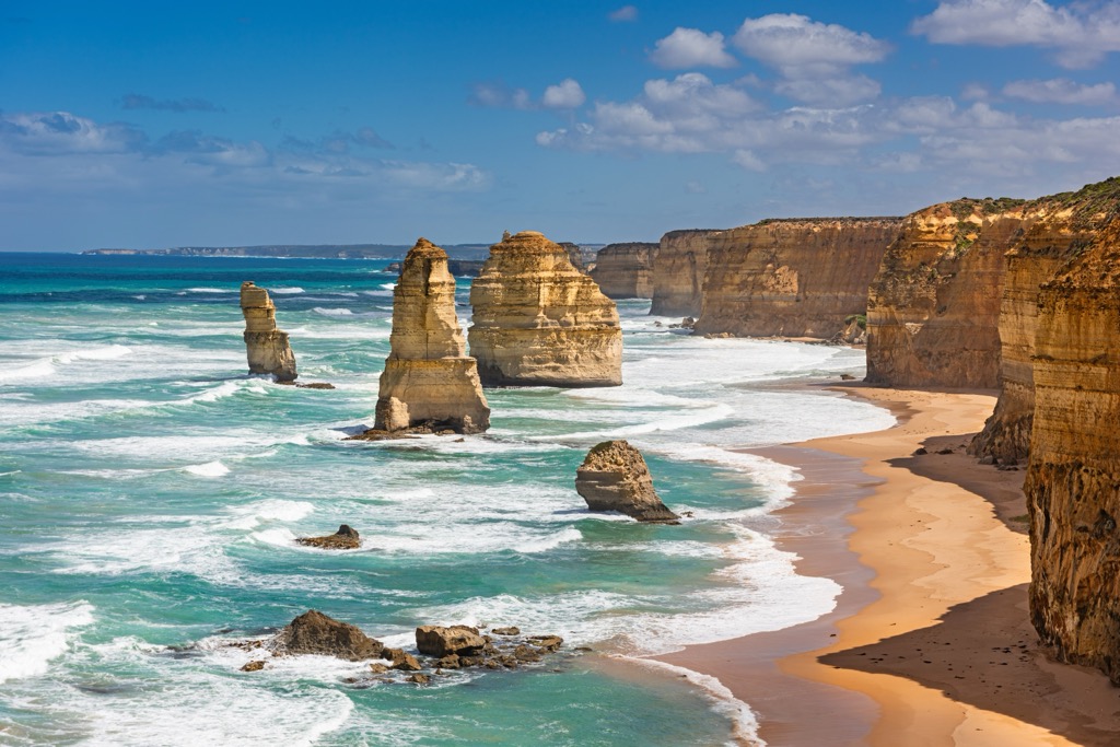 The 12 Apostles, however, there are no longer 12 of them. Victoria Mountains