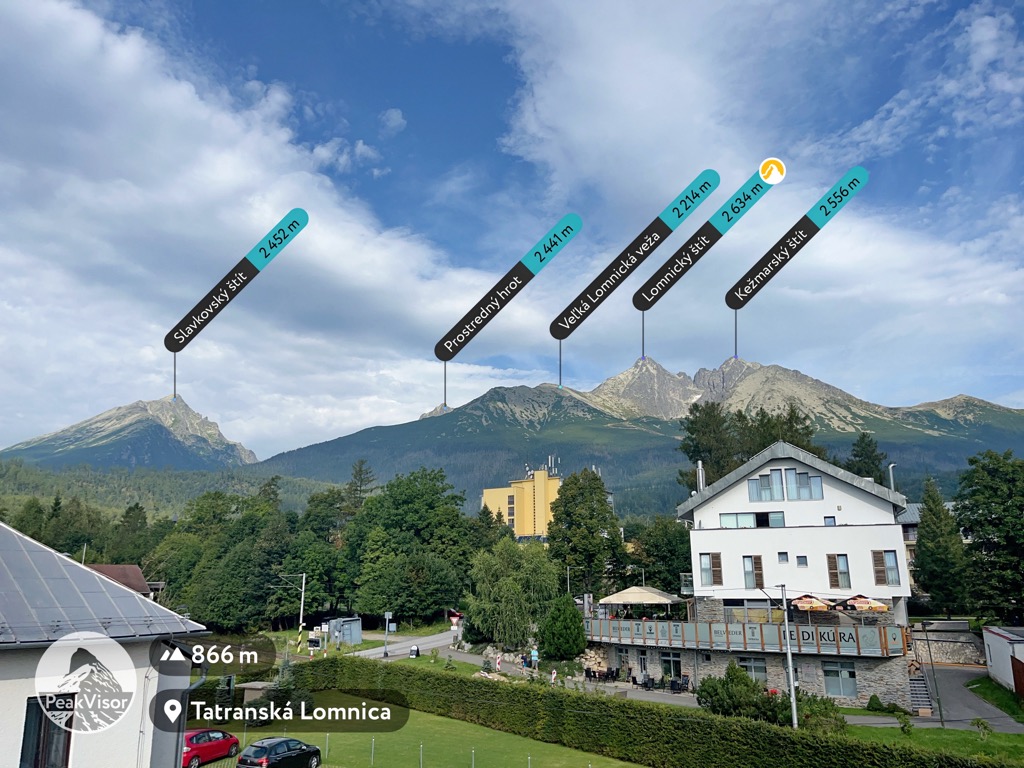 Slavkovsky Štit (left) and Lomnicky Štit (left), viewed from Tatranska Lomnica, Slovakia