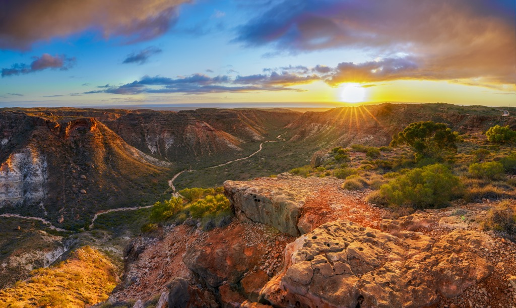 Sunset over the Cape Range National Park. Western Australia 