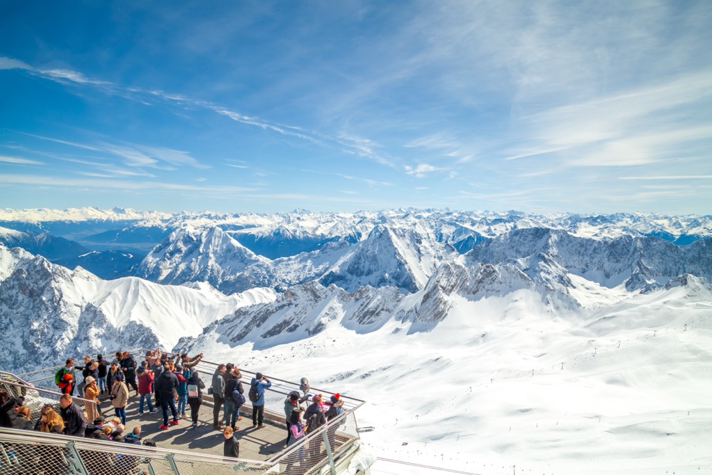 A panorama of the Zugspitze Ski Area. Wetterstein