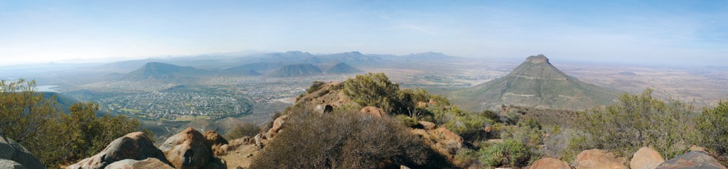 The town of Graaff-Reinet visible from the surrounding hills. Zebra National Park