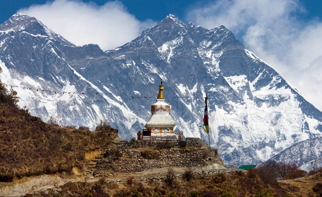 Best hiking.  Buddhist shrines, called stupas, mark the trek to EBC