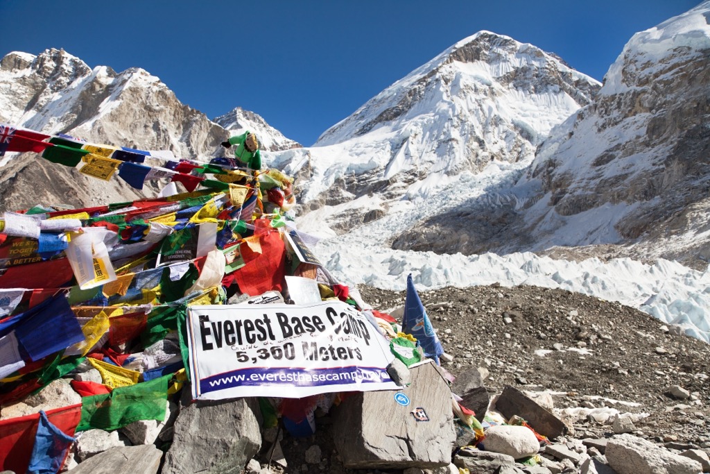 Beste Wanderungen.  EBC, am Fuße des Khumbu-Eisfalls