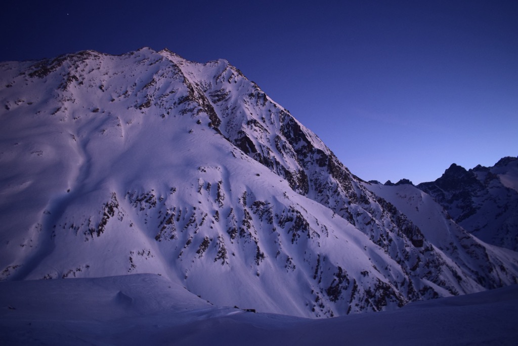 The north face of the Trois Évêchés at night. Photo: Sergei Poljak