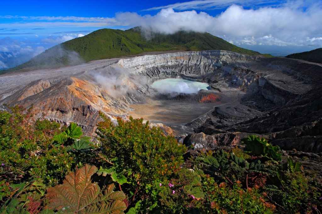 The crater and boiling lake of the Poas volcano. Nomad-Friendly Countries for Mountain Lovers