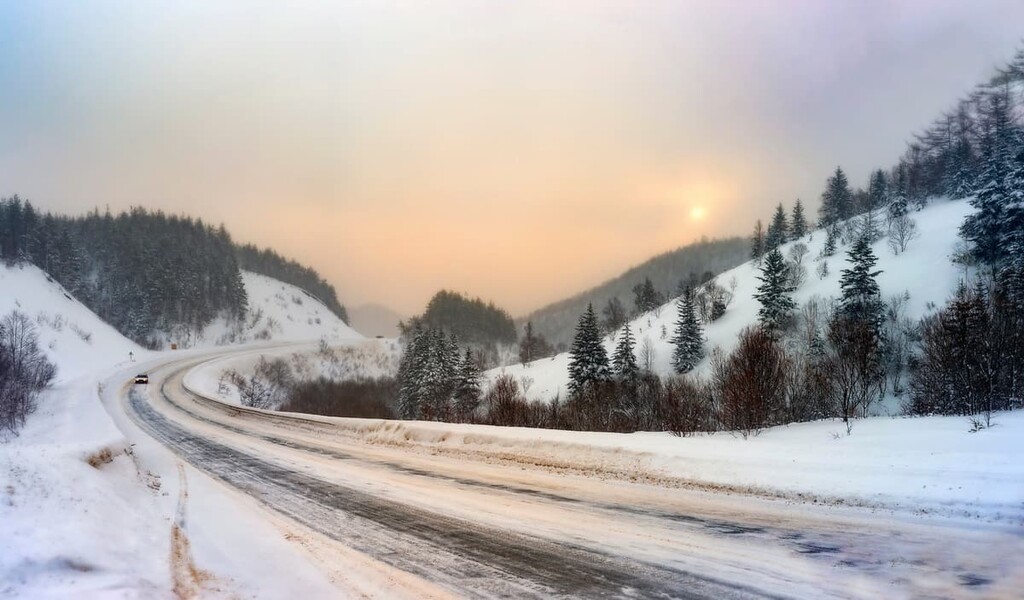 Winter rising sun, Sakhalin Region, Russia