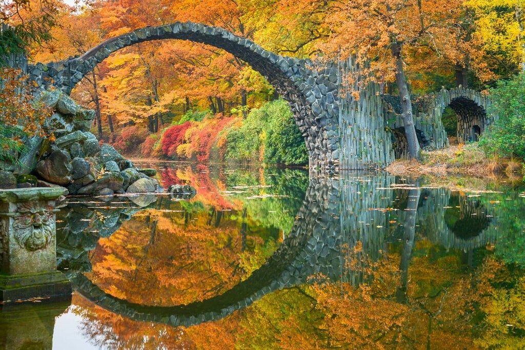 Arch Bridge in Kromlau, Saxony, Germany, Saxony, Germany