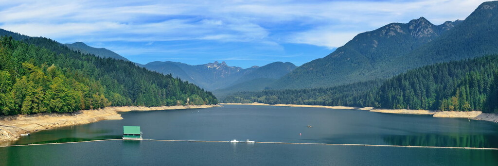 View of the Seymour Reservoir from Paton's lookout in North Vancouver, Canada