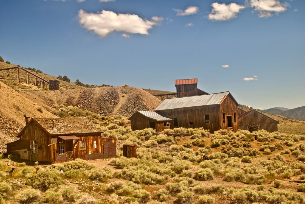 Berlin Ghost Town from Berlin Ichthyosaur State Park outside Reno, Shoshone Mountains, Nevada