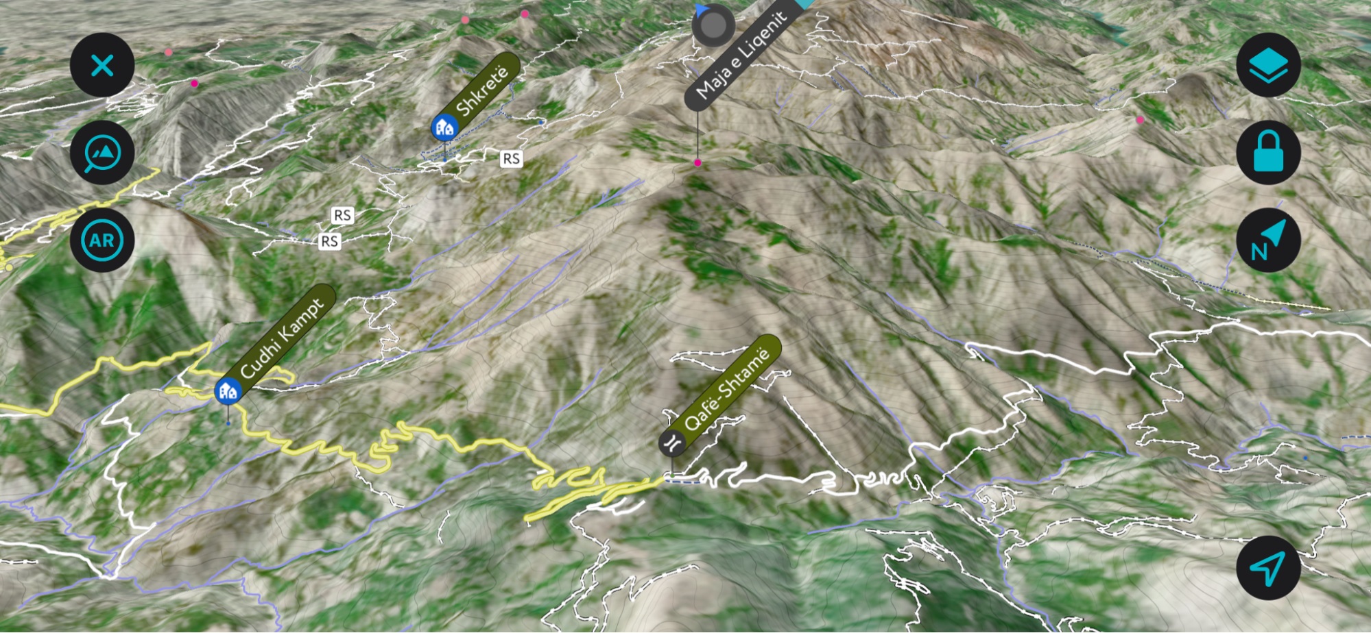 Shtamë Pass, labeled Qafe-Shtamë