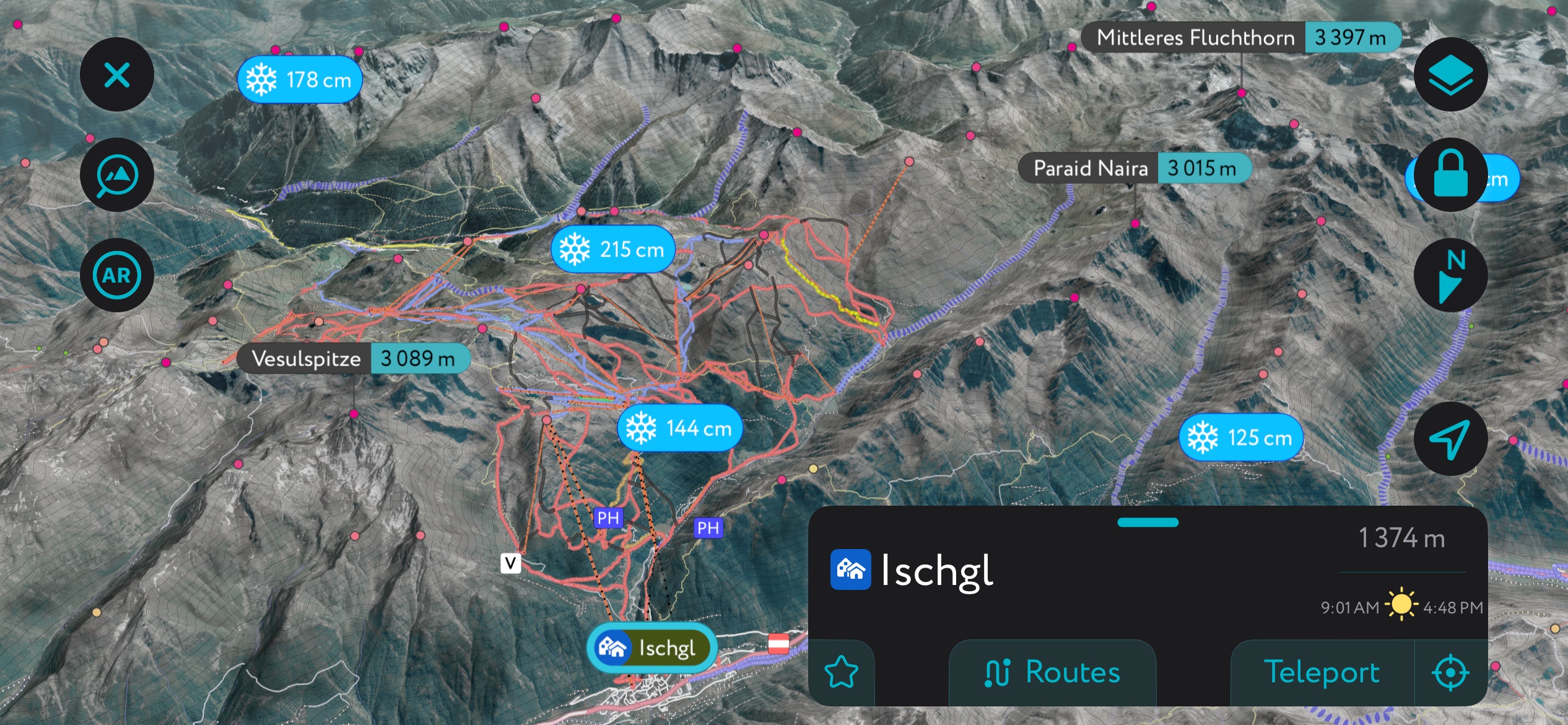Ischgl Ski Resort on PeakVisor. Silvretta Alps
