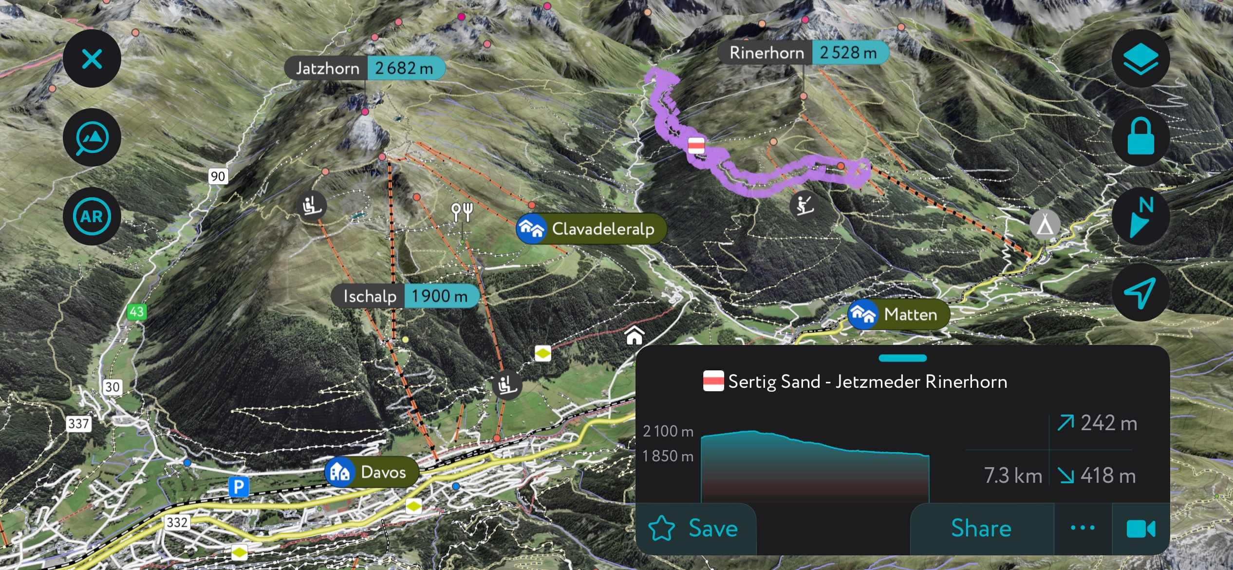 hiking routes in Ischgl. Silvretta Alps