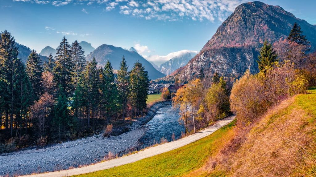Triglav mountain range, Gozd Martuljek village  road, Slovenia