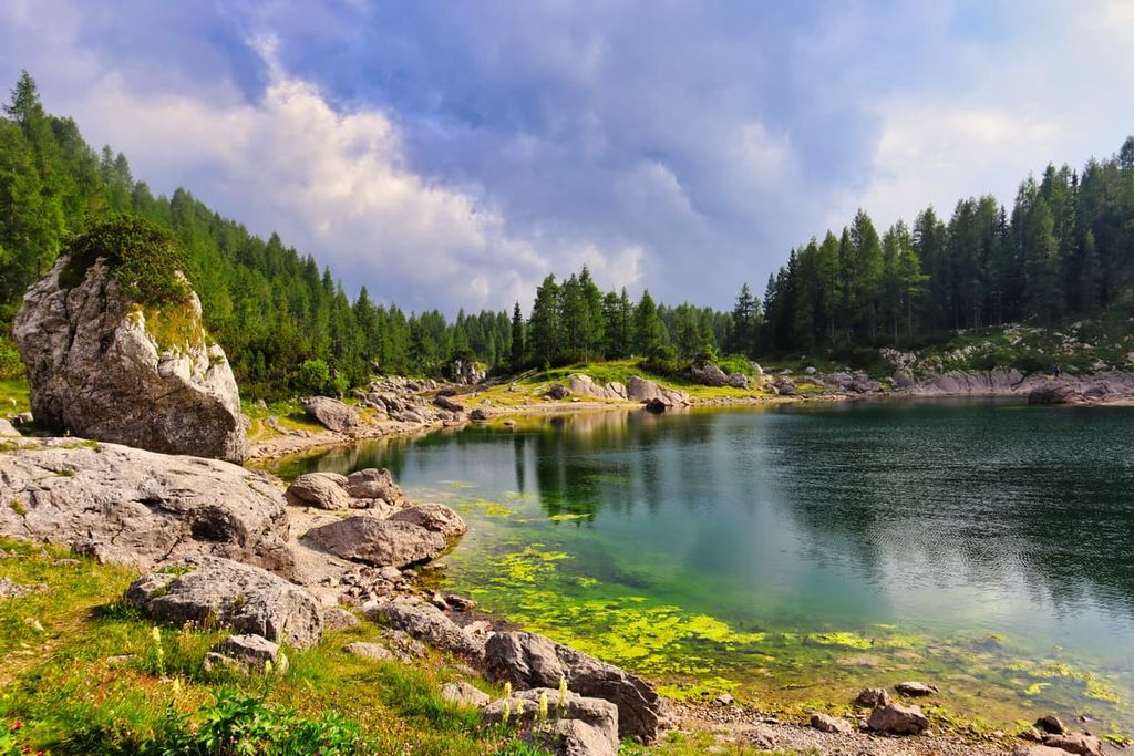 Double lake in Triglav Lakes Valley, Slovenia