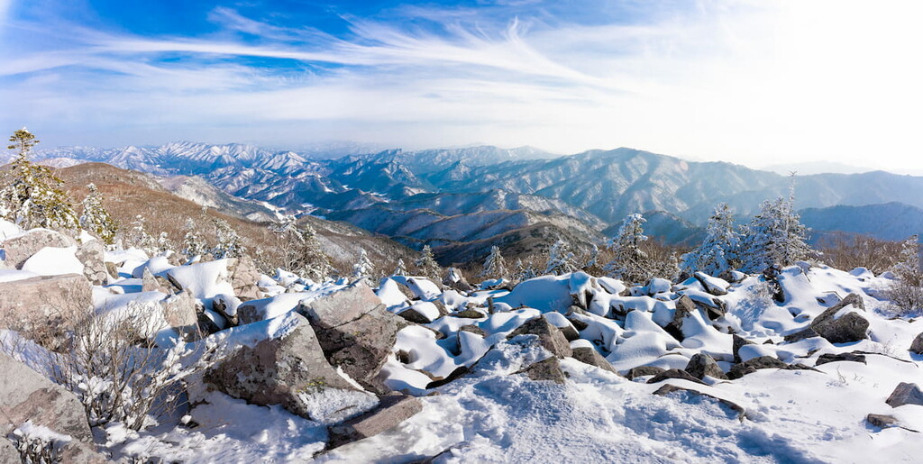 Winter mountain View of Mt. Taebaek, South Korea
