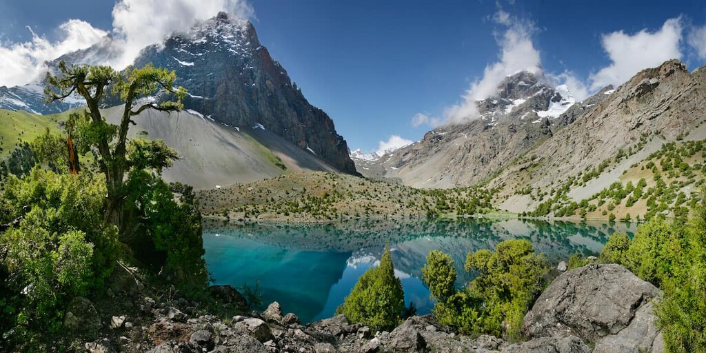 Lake Iskanderkul among the Fann Mountains, Tajikistan