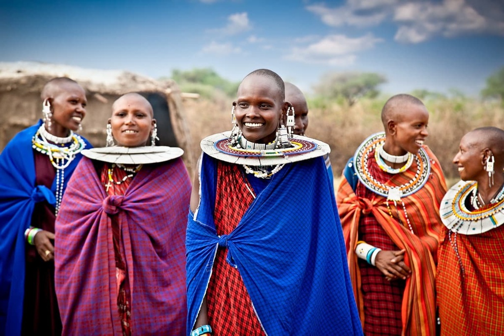 Maasai women with traditional ornaments, Tanzania