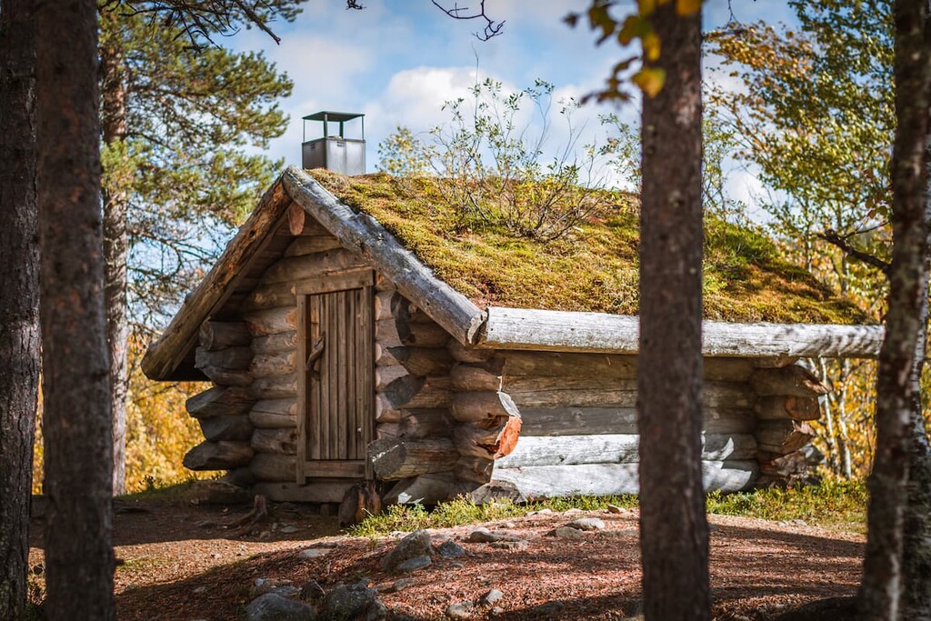 Wooden lodge, Urho Kekkonen National Park, Finland