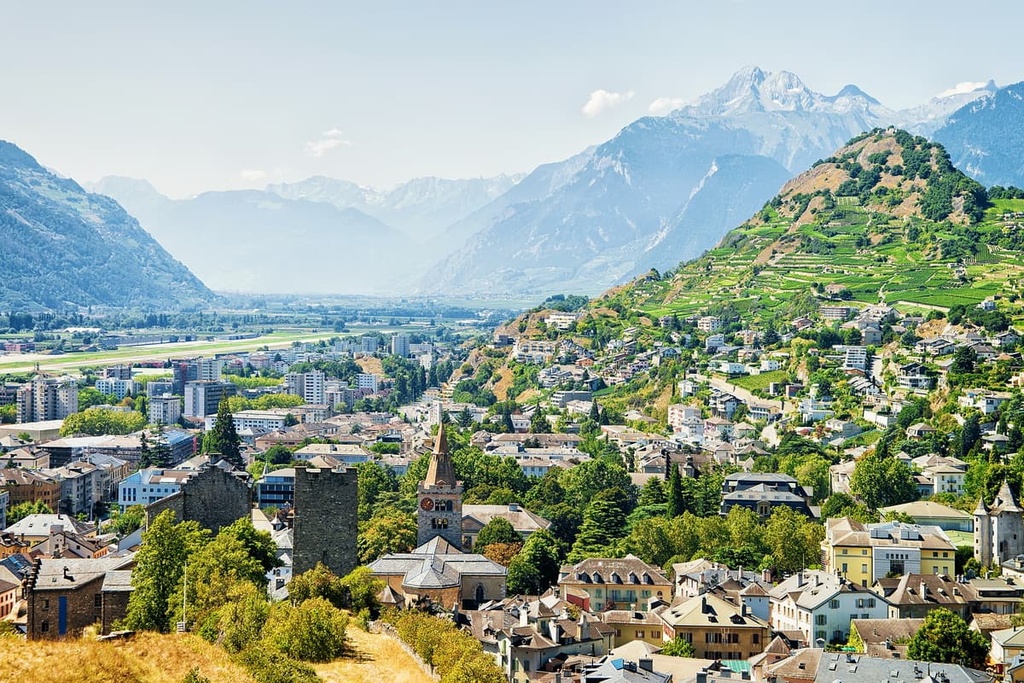 Notre Dame Cathedral and Majorie Tower at Sion, Valais, Switzerland