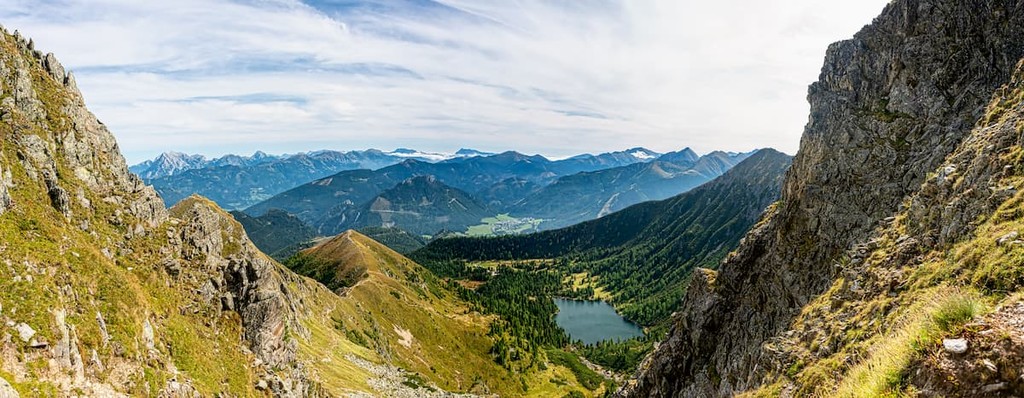 landscape View on Niedere Tauern with Scheiblalm and Scheiblsee, Lower Tauern