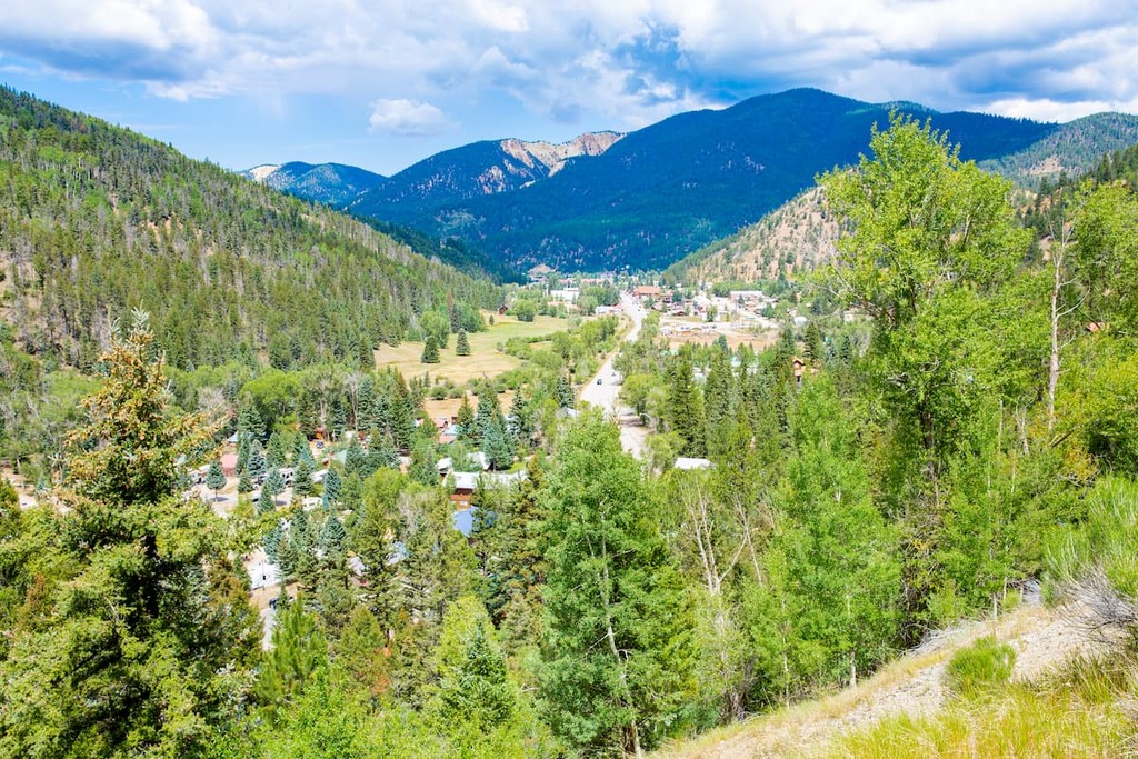 Scenic town Red River, Carson National Forest in New Mexico