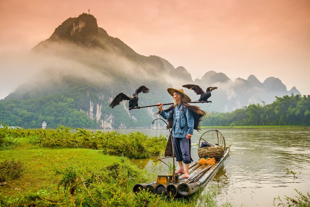 Fishermen in Lijiang River,Guilin,China