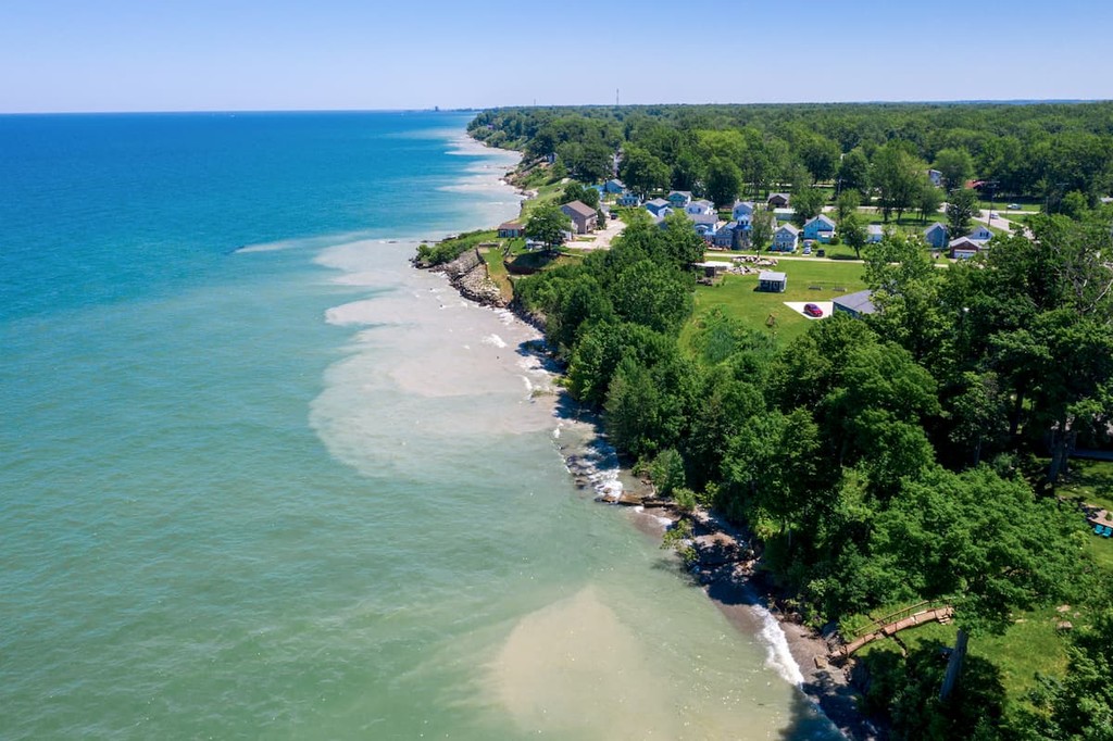Lake Erie Coastline, Sandy Water Due to Erosion, Ohio