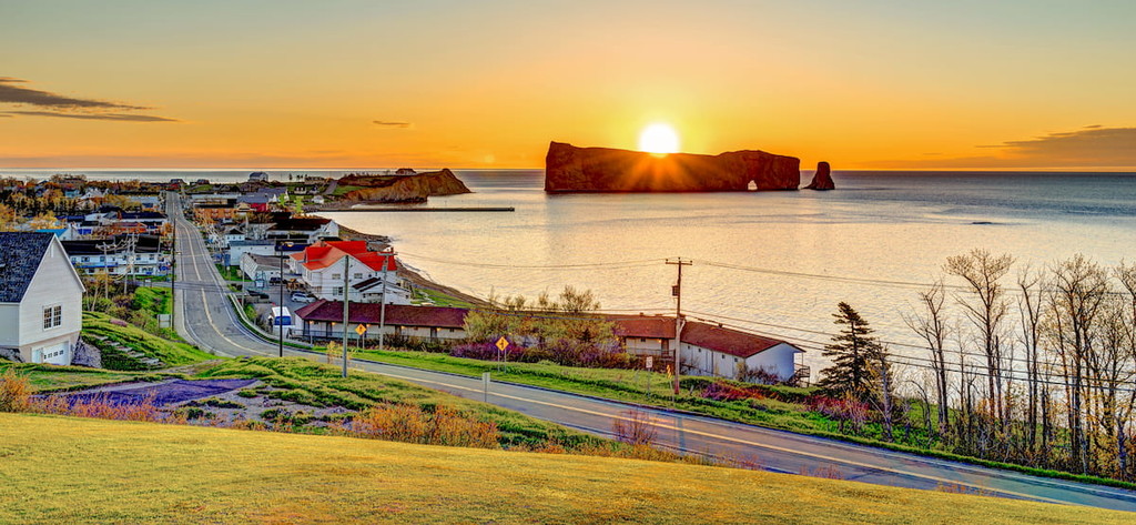Famous Rocher Perce rock in Gaspe Peninsula, Quebec