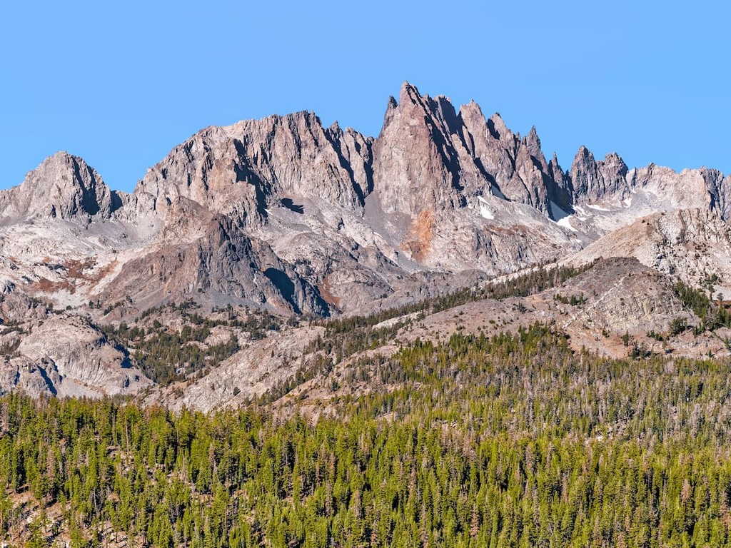 Jagged peaks of The Minarets in the Ritter Range
