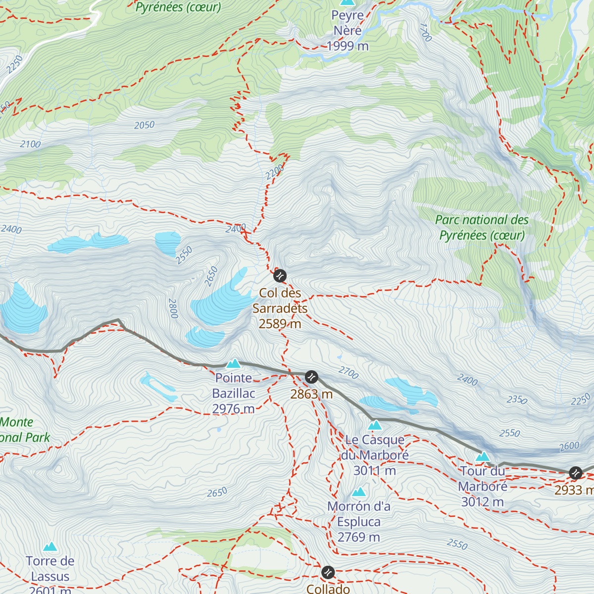 Refuge des Sarradets map