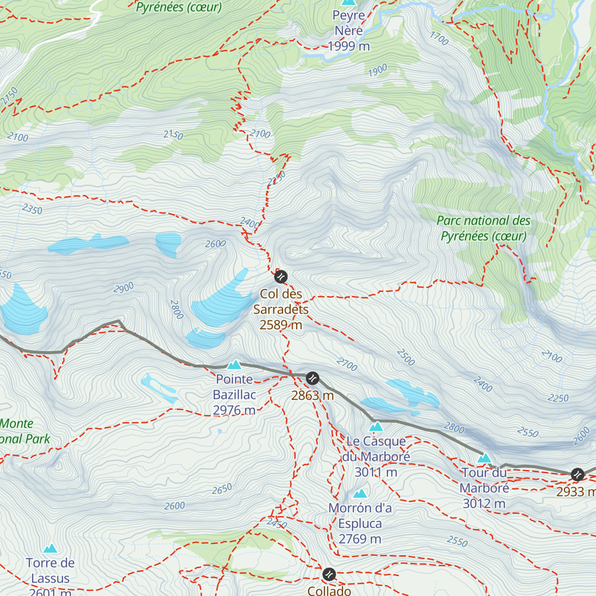 Refuge des Sarradets map