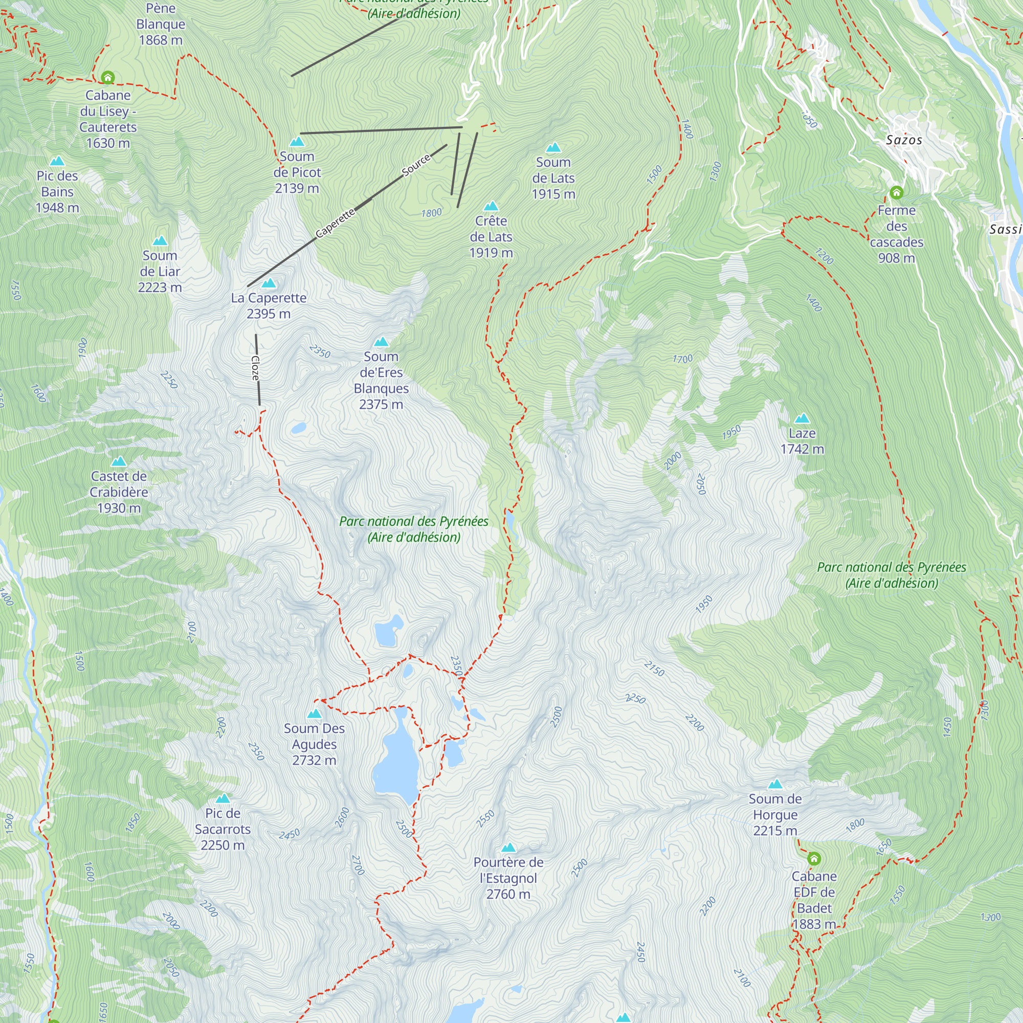Cabane Lagües map