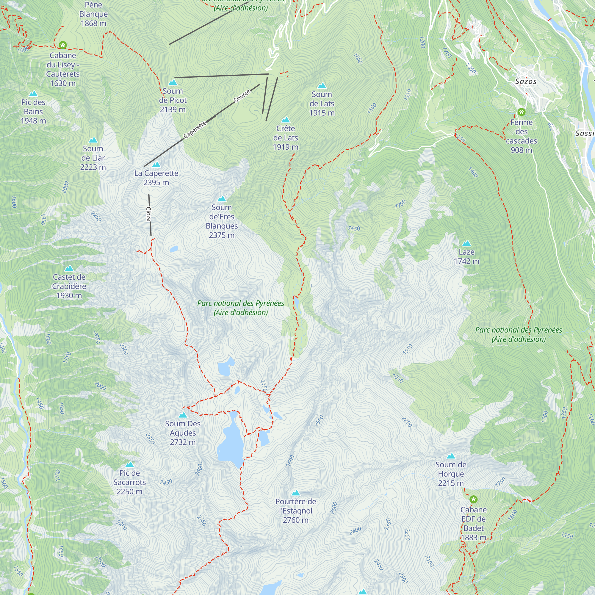 Cabane Lagües map