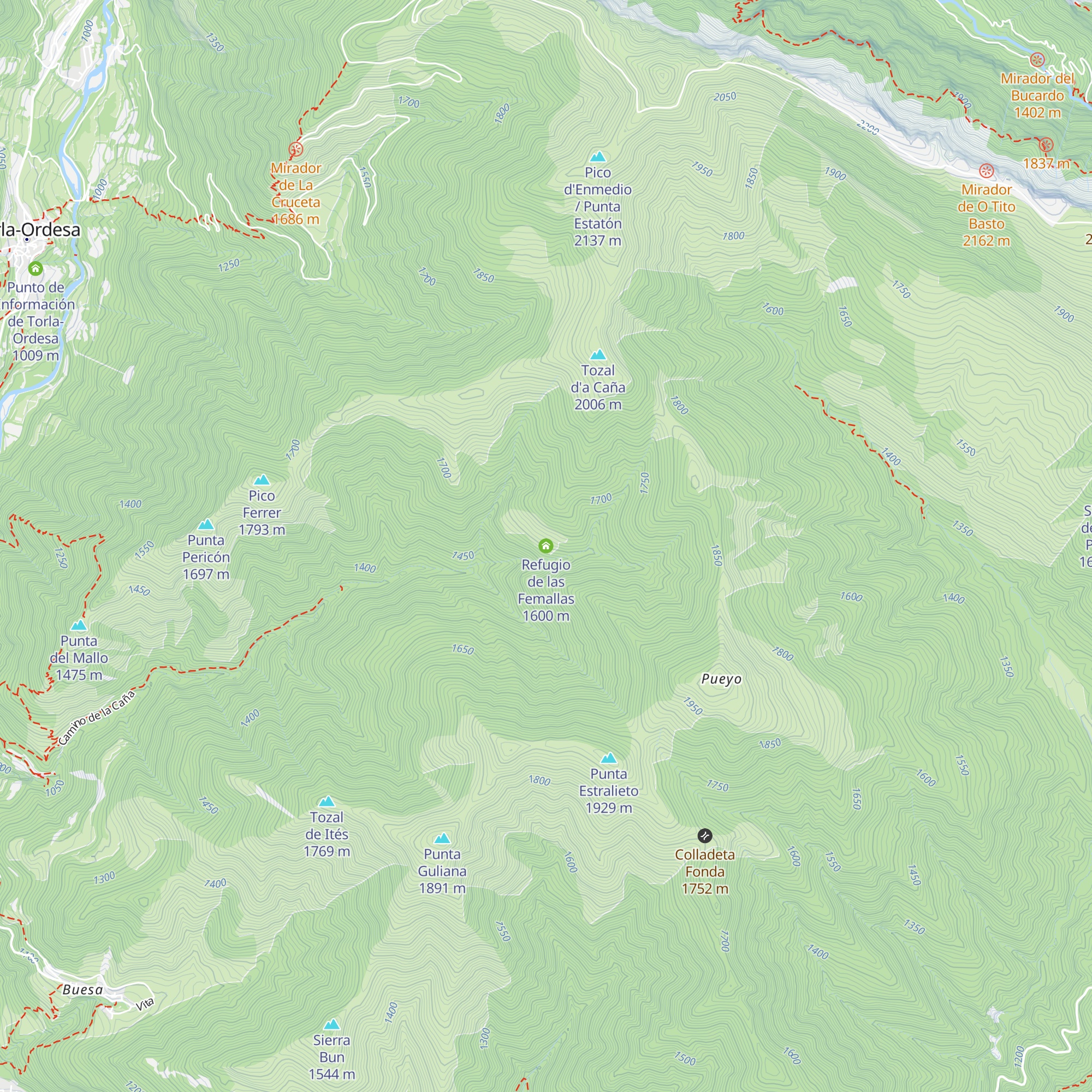 Refugio de las Femallas map