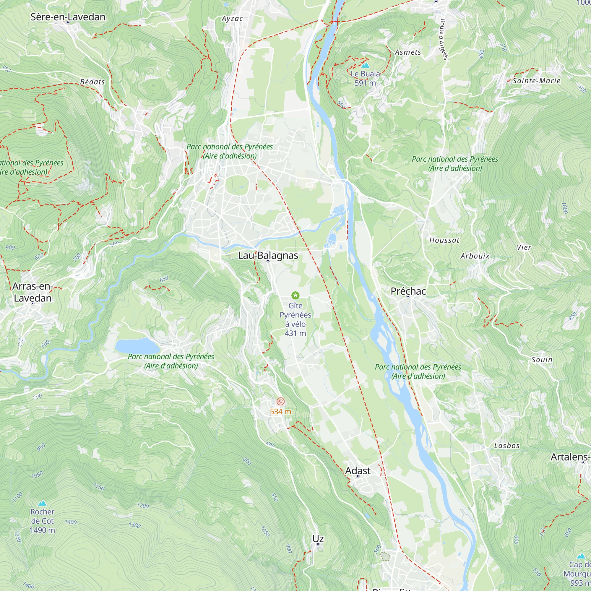 Gîte Pyrénées à vélo map