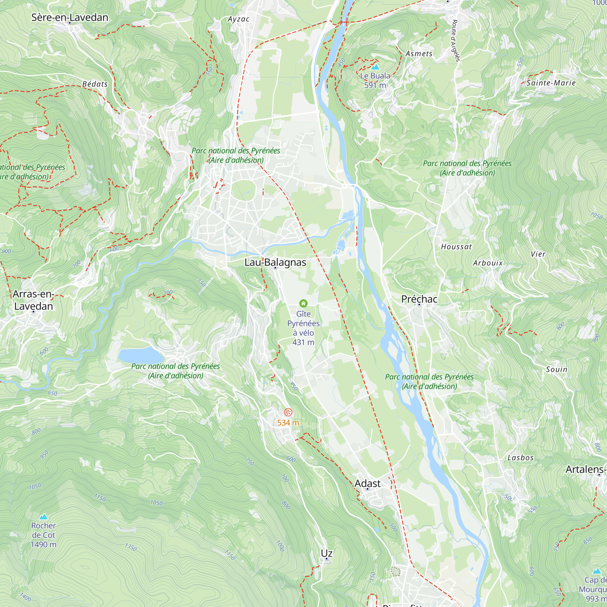 Gîte Pyrénées à vélo map