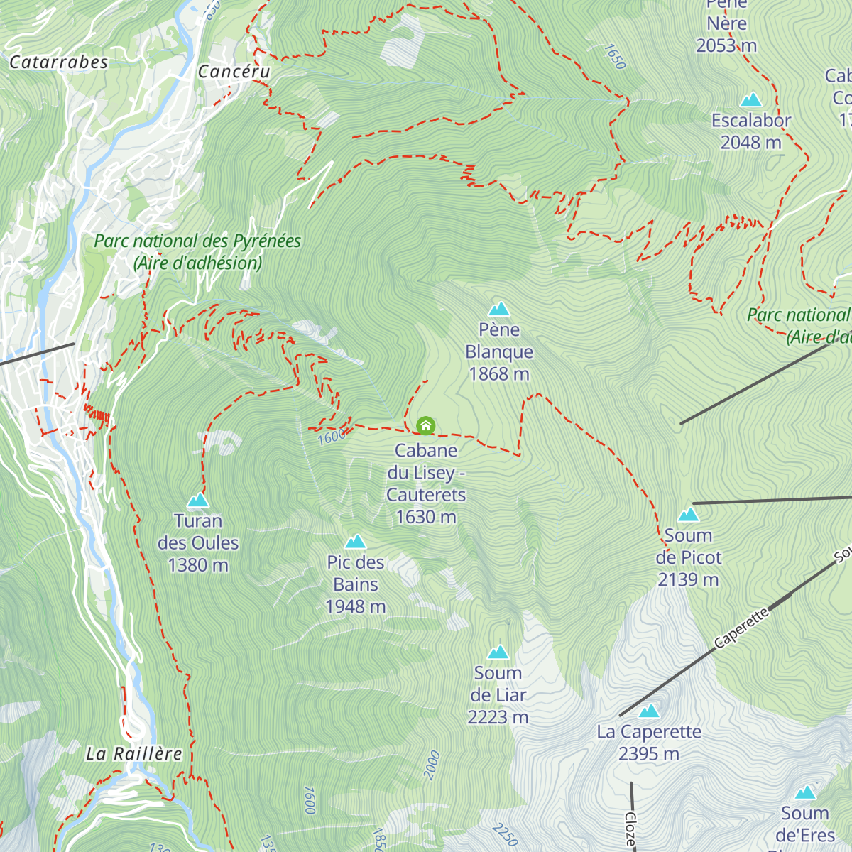 Cabane du Lisey - Cauterets map