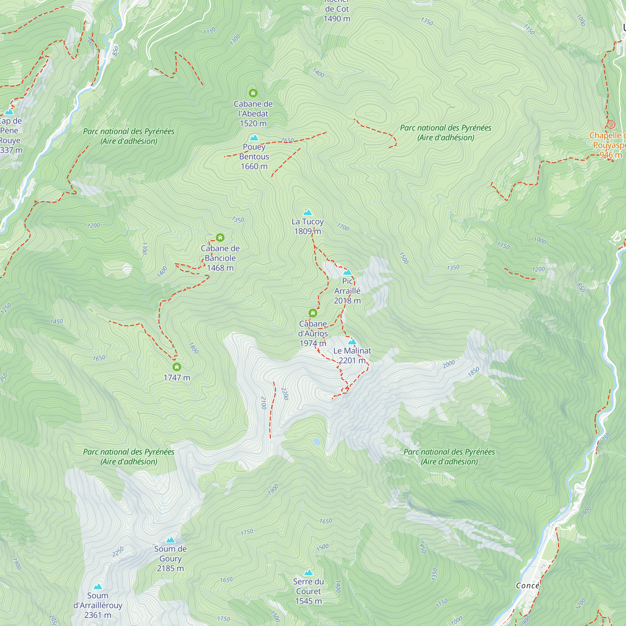Cabane d'Aurios map