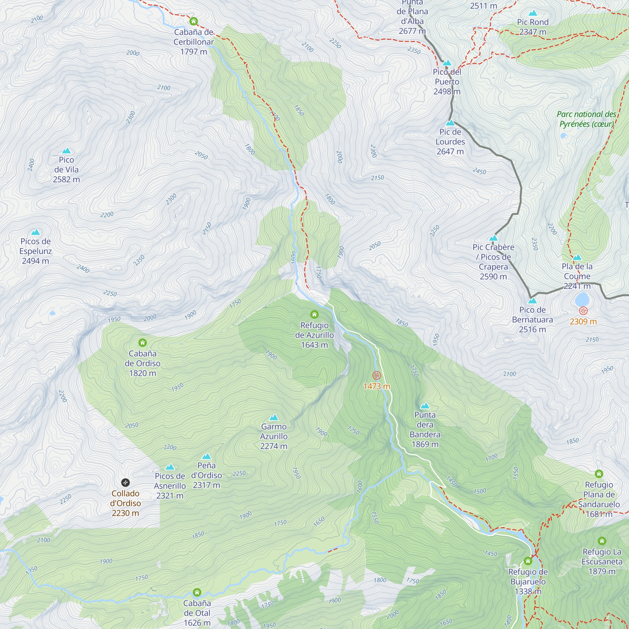Refugio de Azurillo map