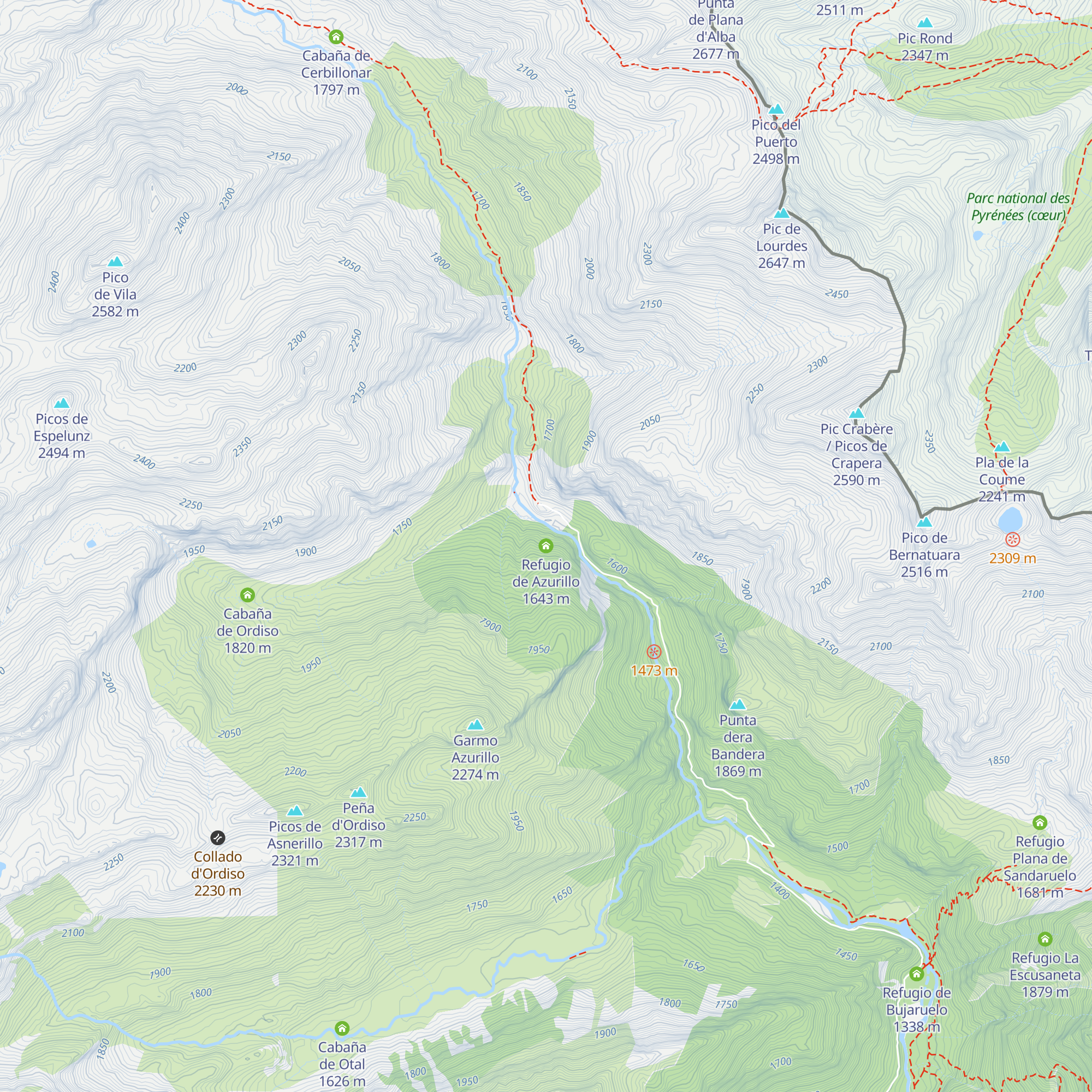 Refugio de Azurillo map