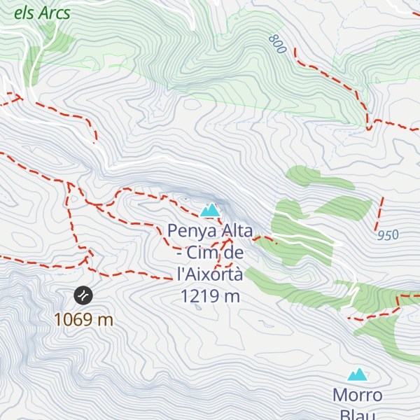Map of Penya Alta - Cim de l'Aixortà