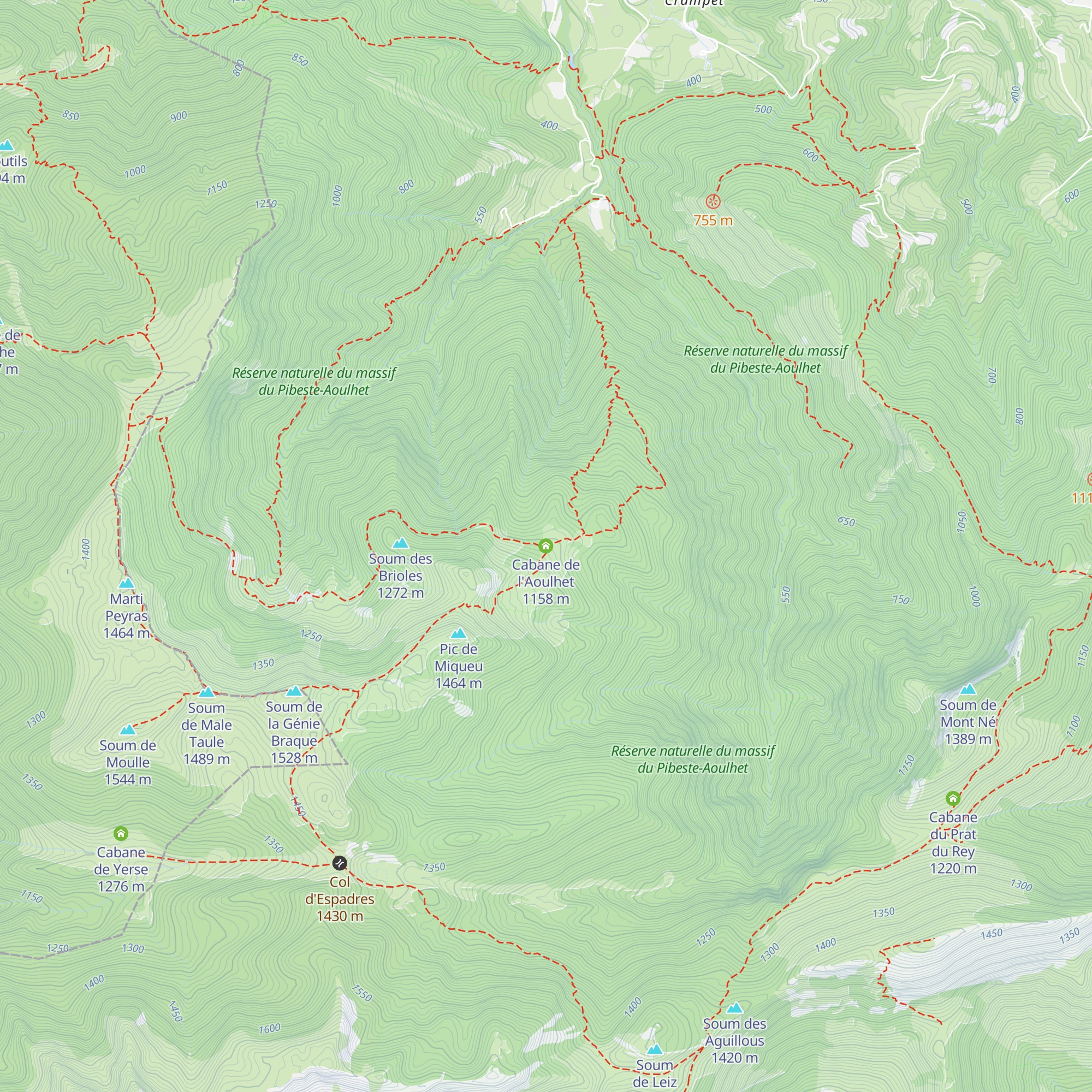 Cabane de l'Aoulhet map