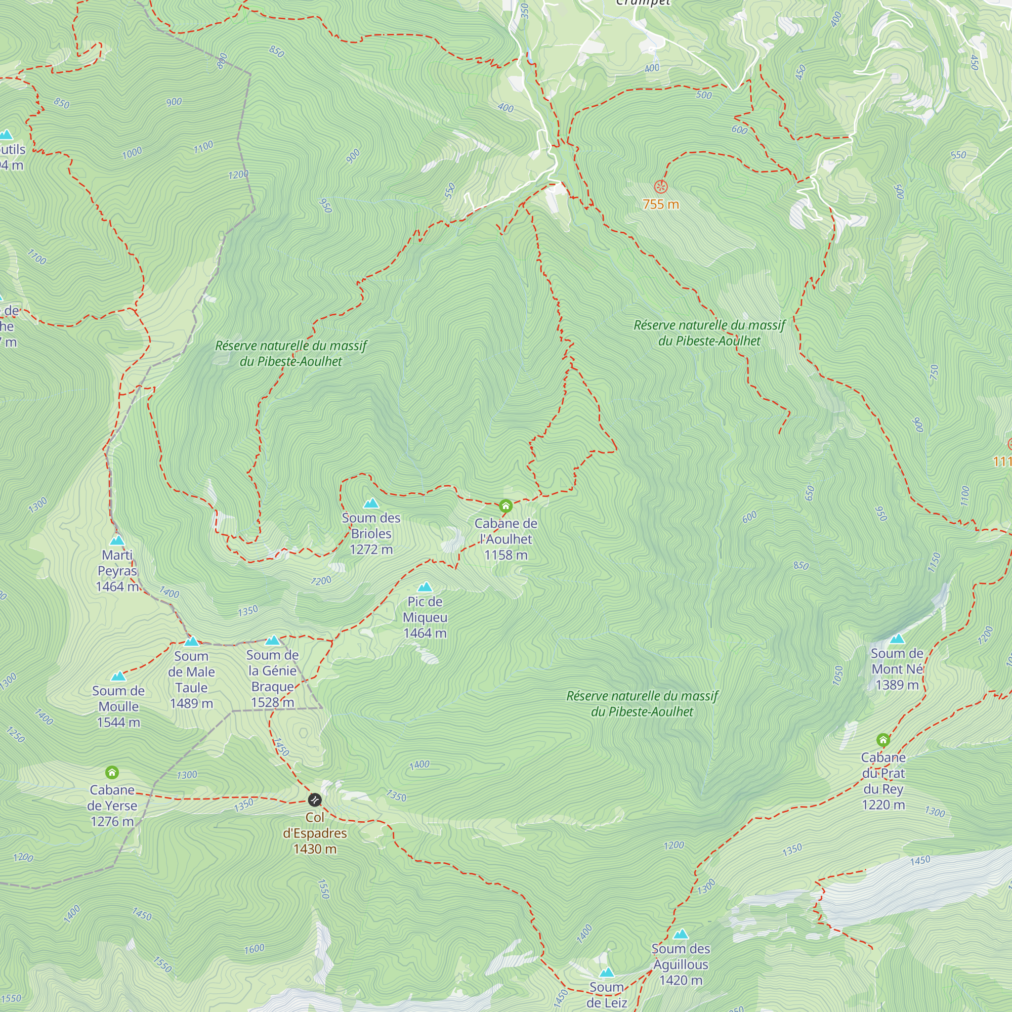 Cabane de l'Aoulhet map